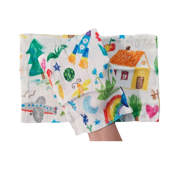 Bamboo Tetra Bath Mitt - Kids Drawing