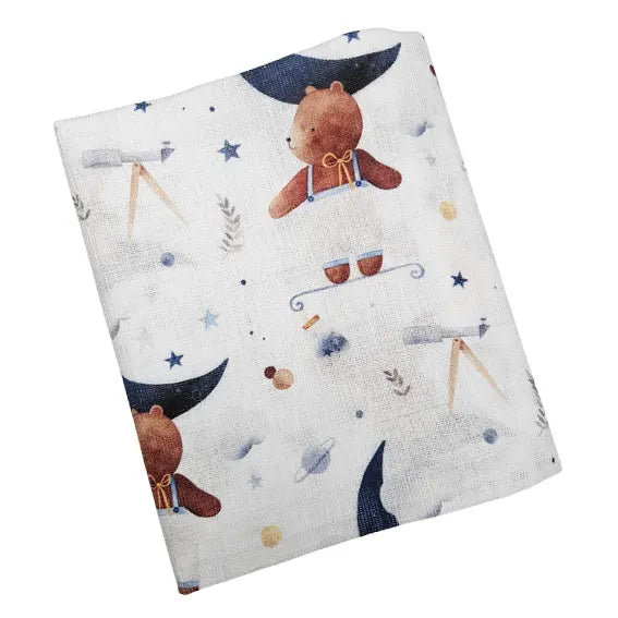 Children's Premium Cotton Tetra Diaper 70x70 cm - Bear Reaching the Moon