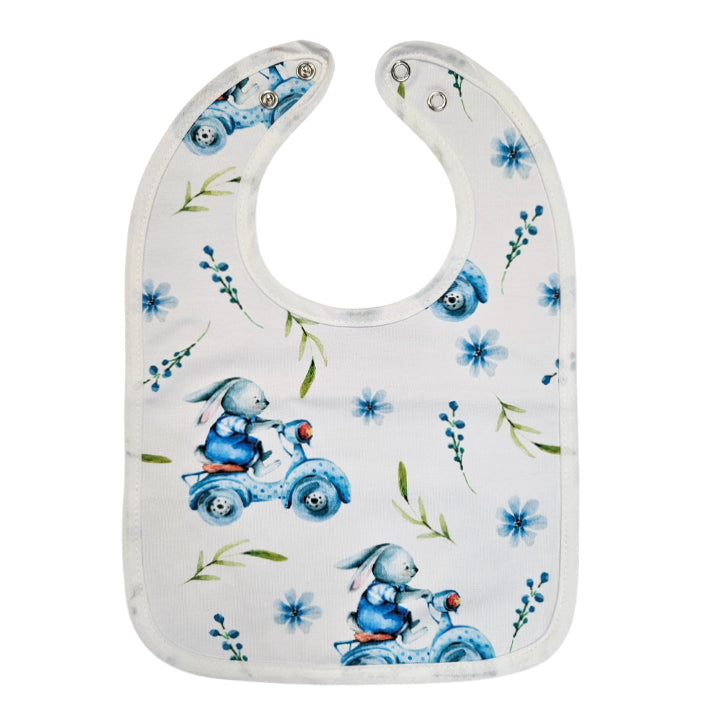 Bib with Waterproof Backing - Blue Bunny