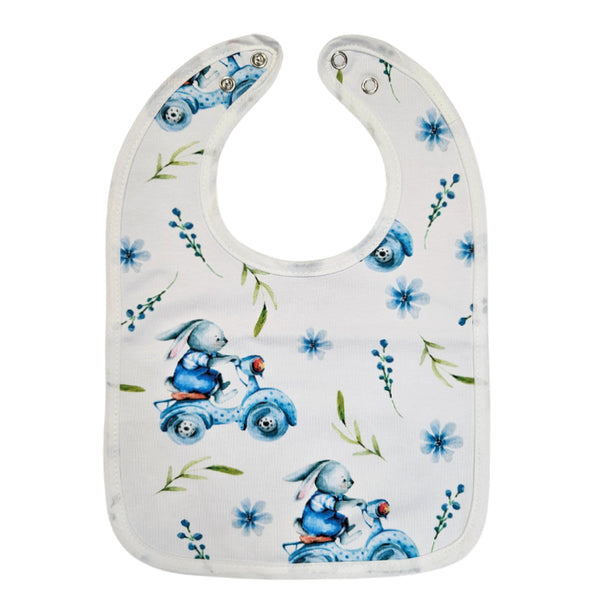 Bib with Waterproof Backing - Blue Bunny