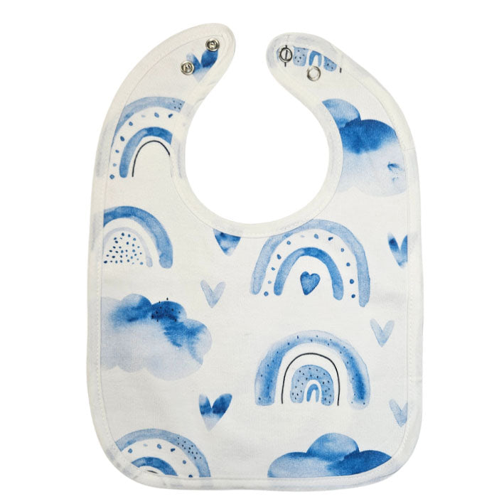 Bib with Waterproof Backing - Blue Rainbows