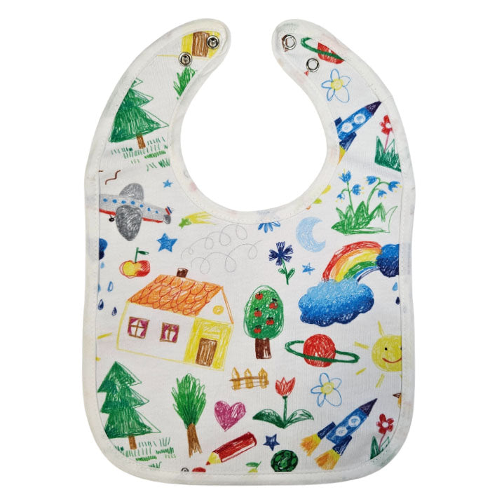 Bib with Waterproof Backing - Kids Drawing