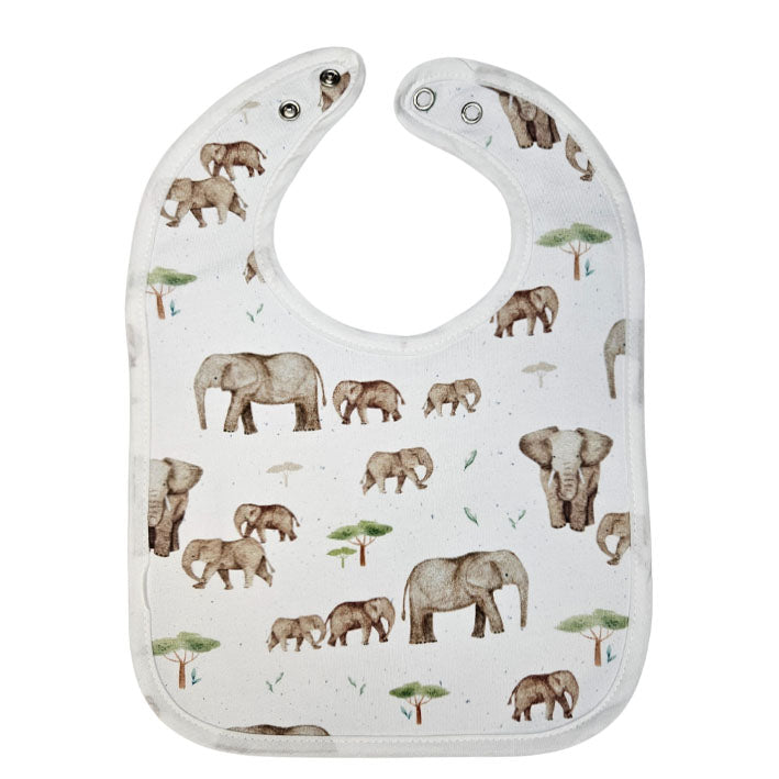 Bib with Waterproof Backing - Elephants
