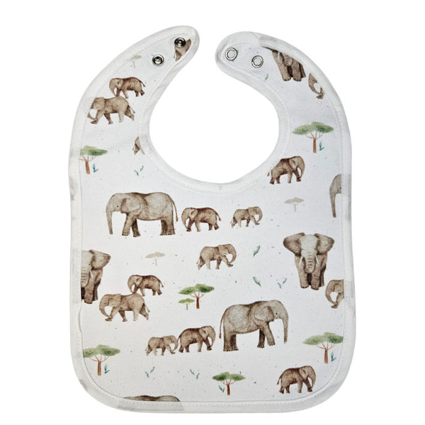 Bib with Waterproof Backing - Elephants
