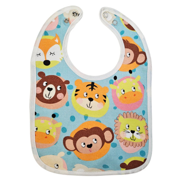 Bib with Waterproof Backing - Jungle Baby Animals