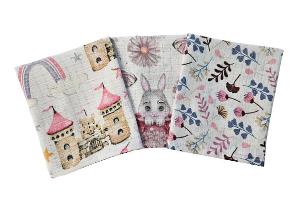 Cotton Tetra Cloths 30x30cm - Bunny in Flowers
