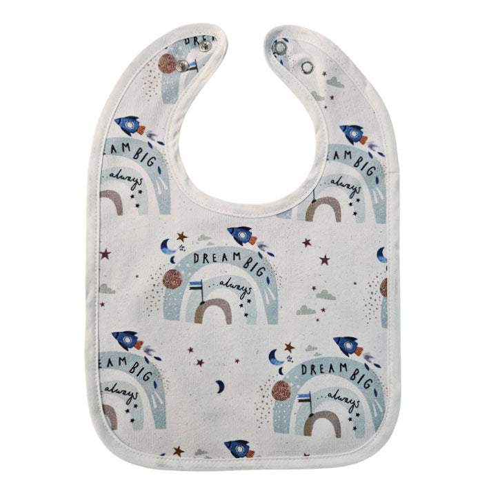 Bib with Waterproof Backing - Dream big rainbow