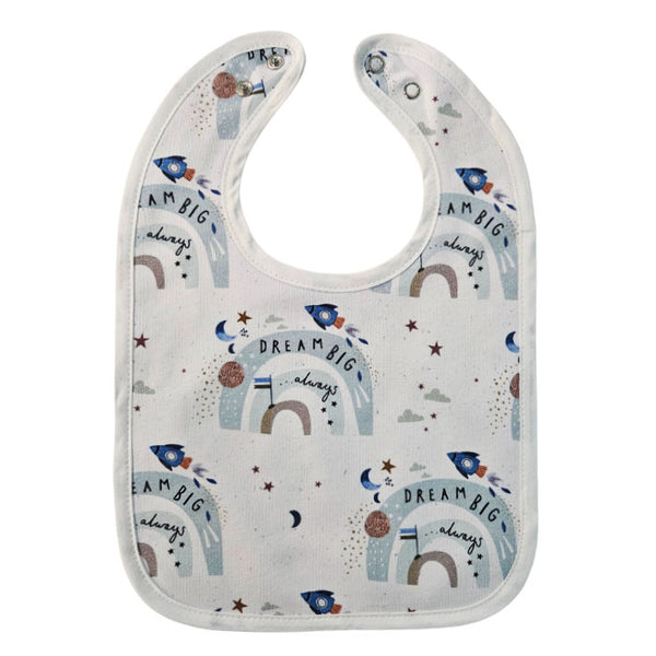 Bib with Waterproof Backing - Dream big rainbow