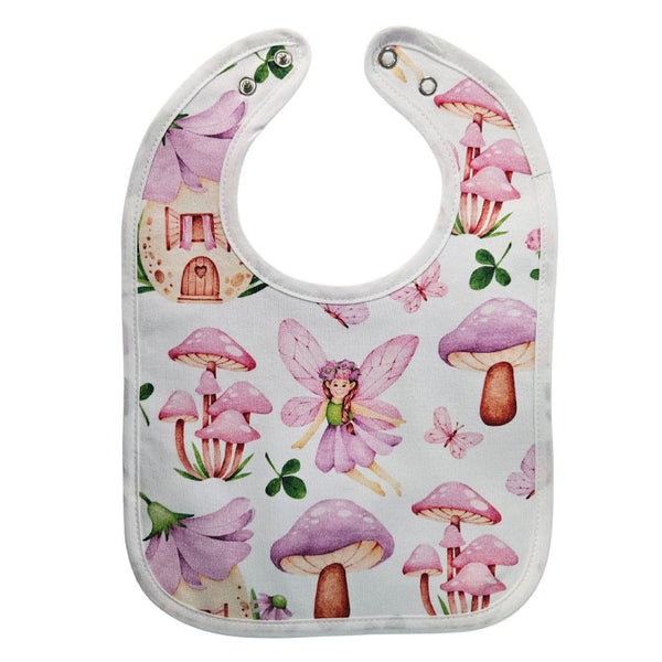 Bib with waterproof backing - Lilac forest fairy