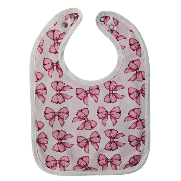 Bib with Waterproof Backing - Pink bows