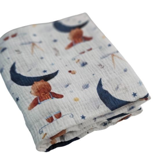 Muslin Tetra Blanket - D. Bear Reaching the Moon