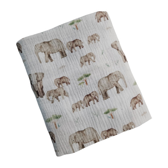 Muslin Tetra Blanket - D. Mama and Baby Elephant