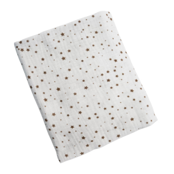 Muslin Tetra Blanket - D. Little Brown Stars