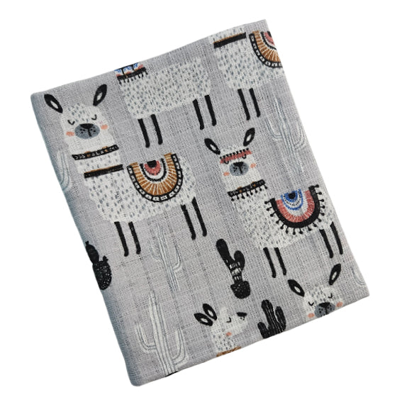 Children's Cotton Tetra Diaper 70x70cm - Llamas and Cacti