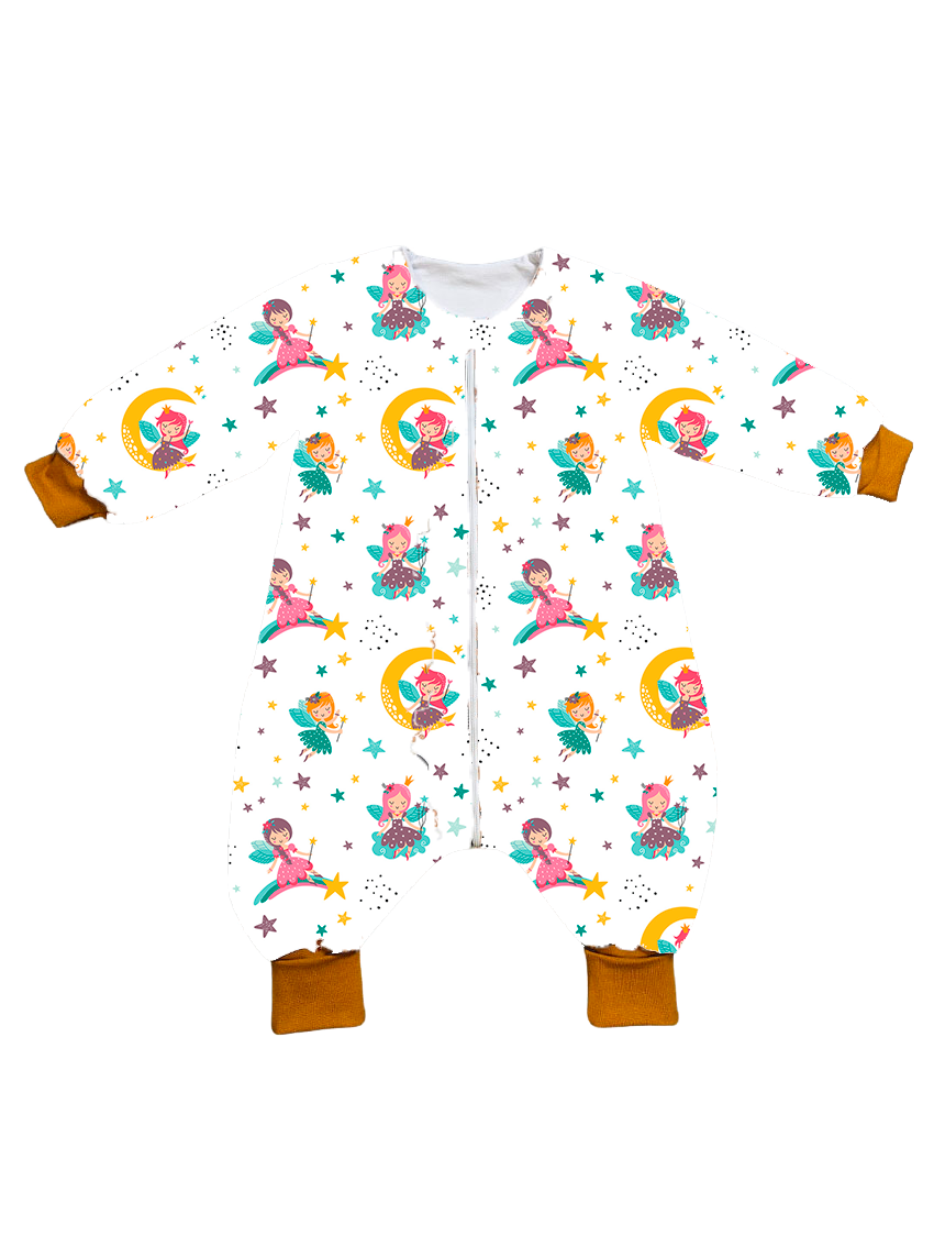Muslin sleeping bag with legs, sleeves, and filling - Moon Fairy