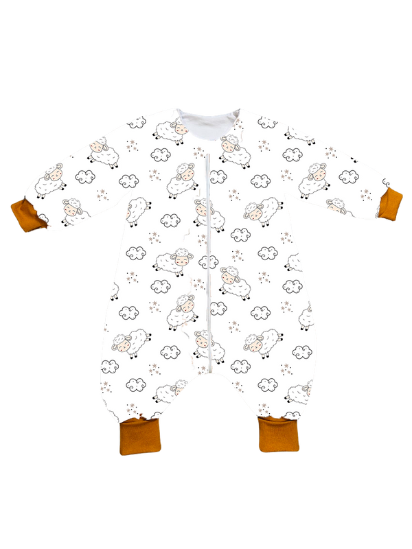 Muslin sleeping bag with legs, sleeves, and filling - Sleepy sheep