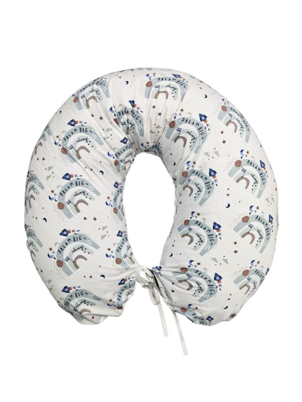 Nursing Pillow with Cotton Cover 130cm - Dream big rainbow and blue stars