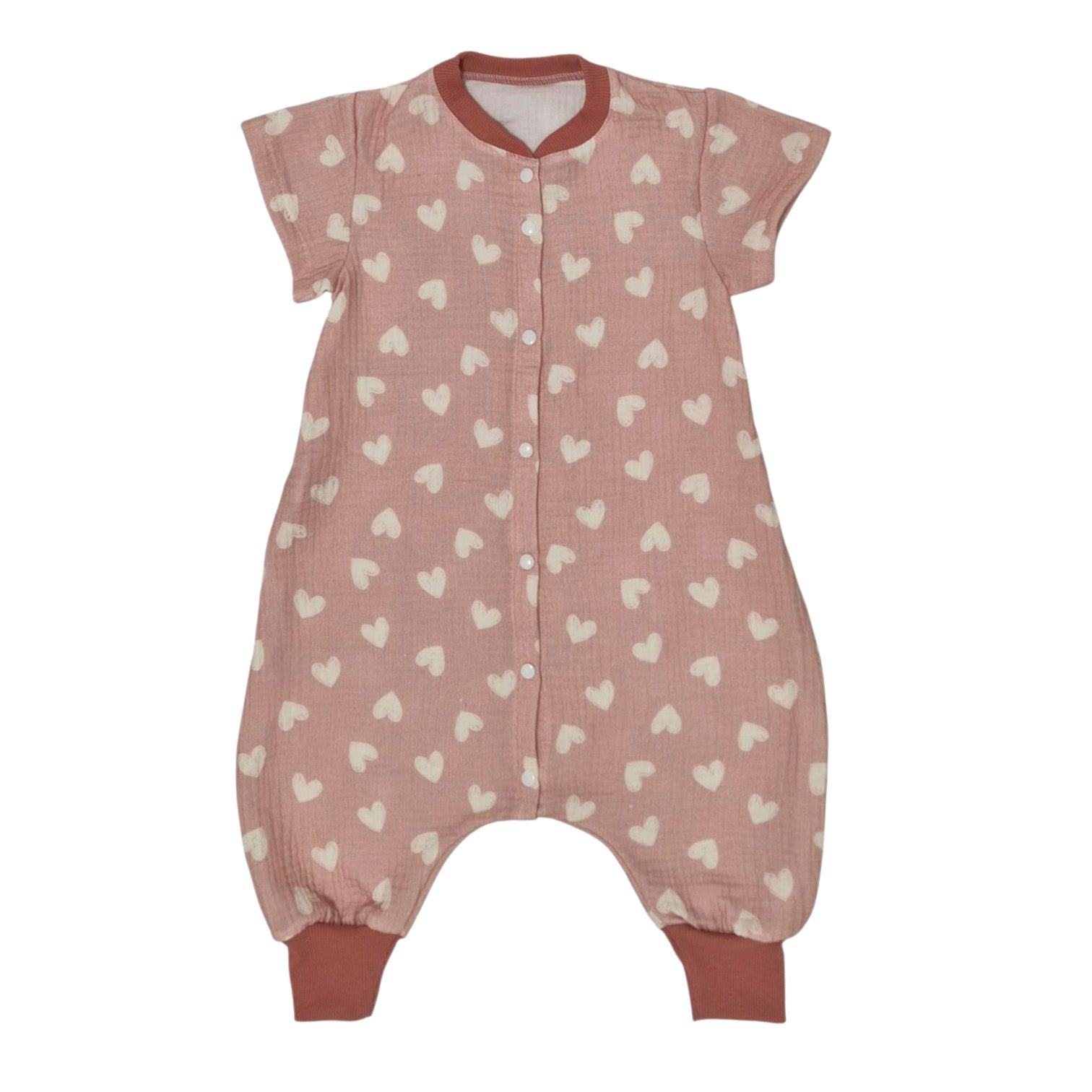 Single-layer muslin sleeping bag with legs - Hearts