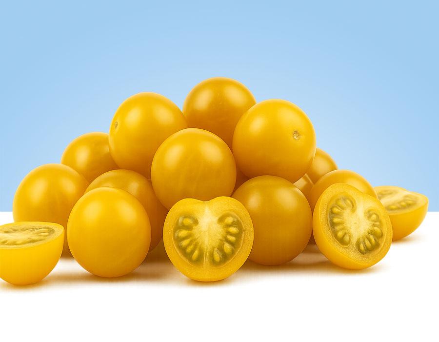 Tomates cherry amarillos frescos en bandeja de 250gr