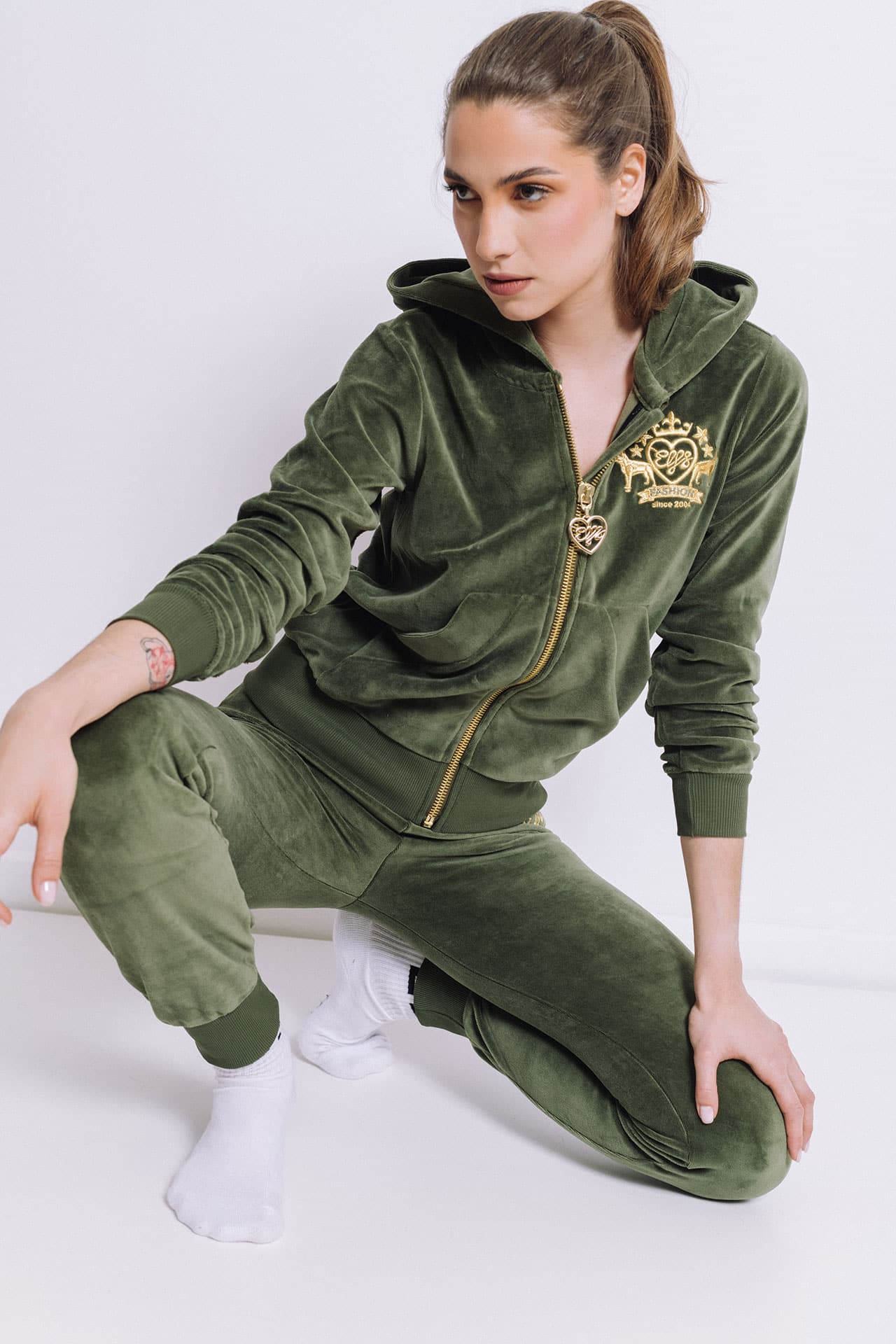 Women's Tracksuit VELVET OLIVE GREEN