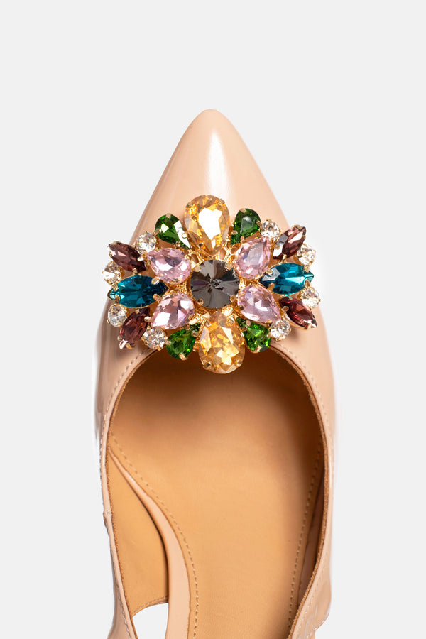 Beige open-heeled pumps ANGELIQUE