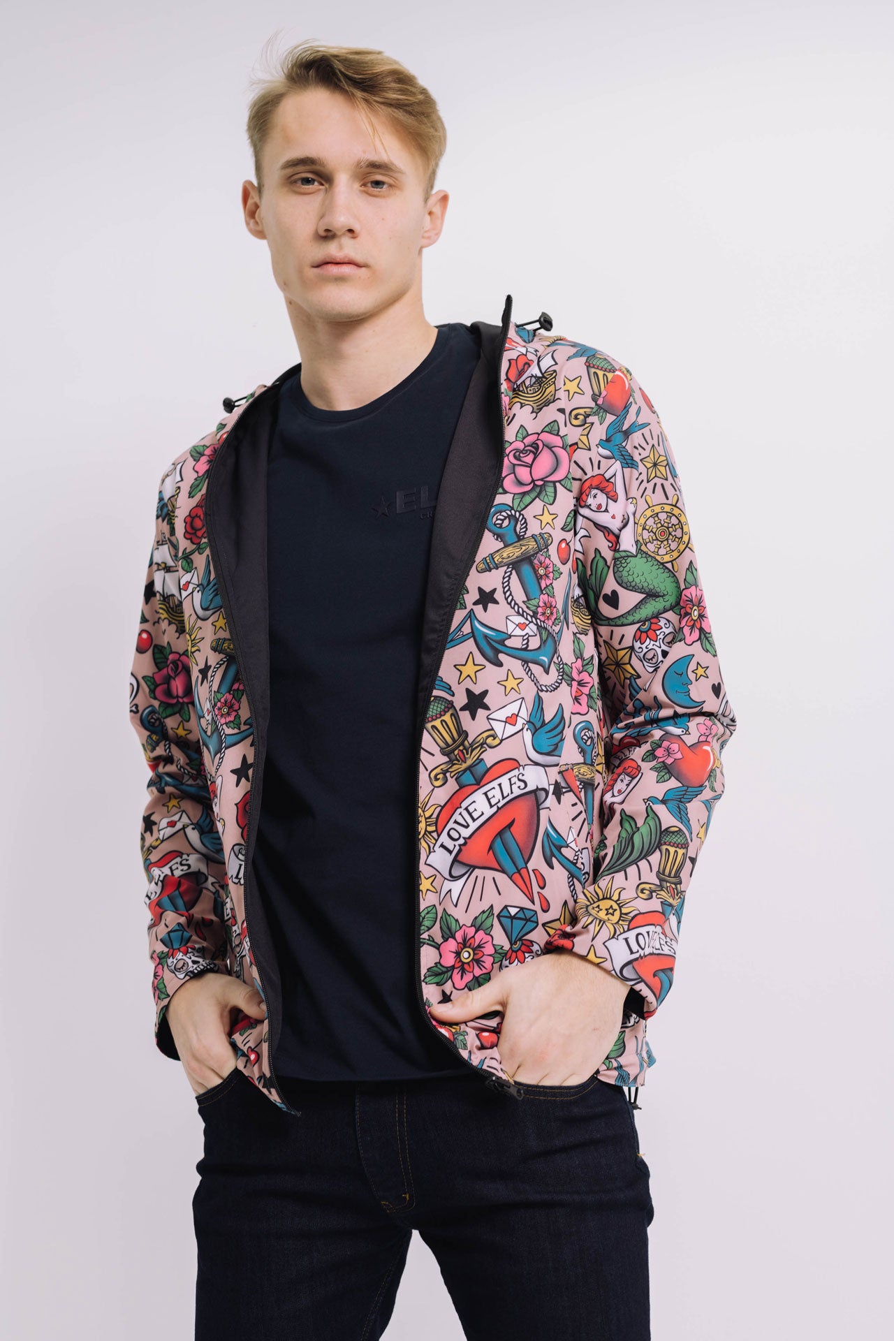 Muška WINDJACKET 2FACE CRNA&TATTOO