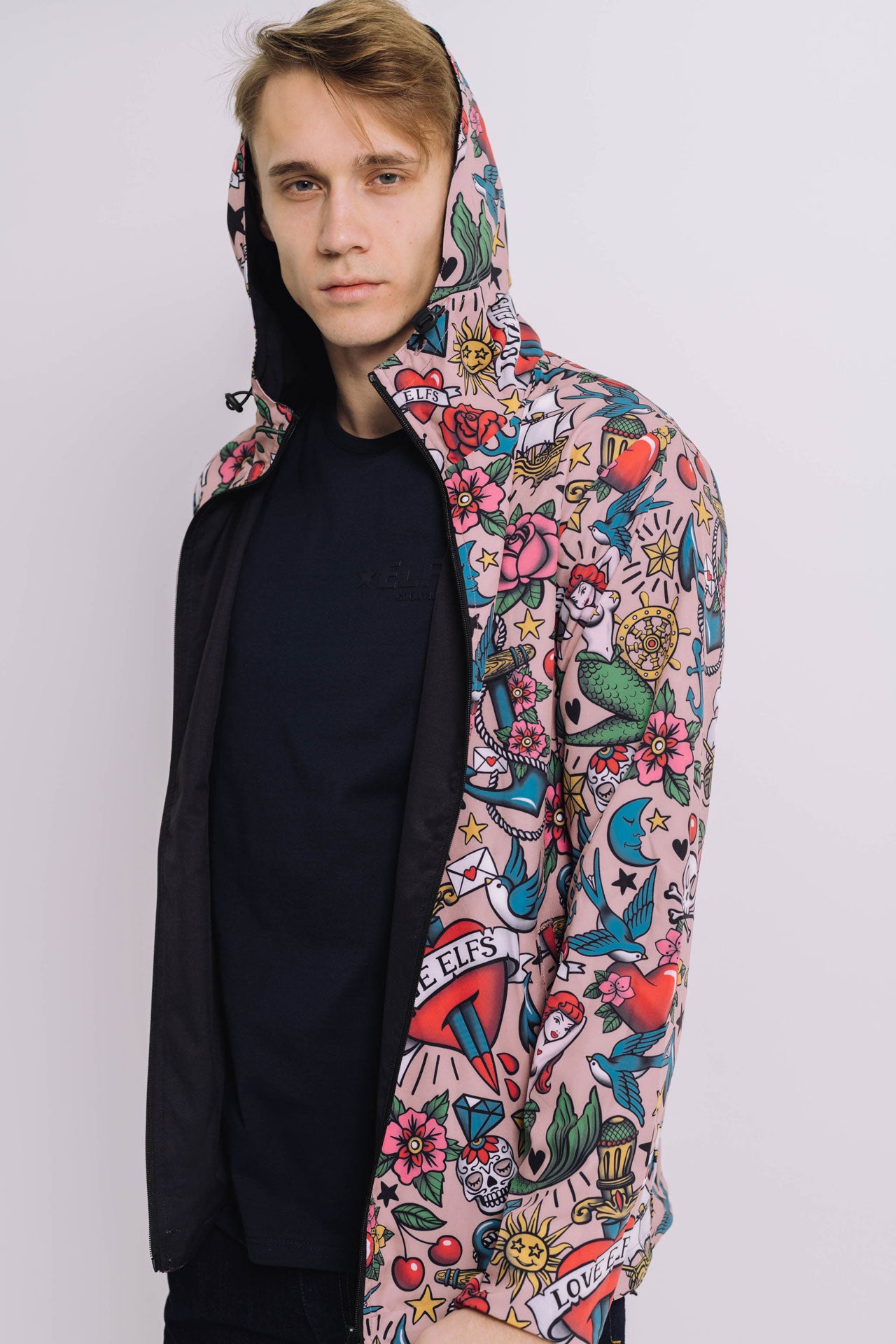 Men's WINDJACKET 2FACE BLACK&TATTOO