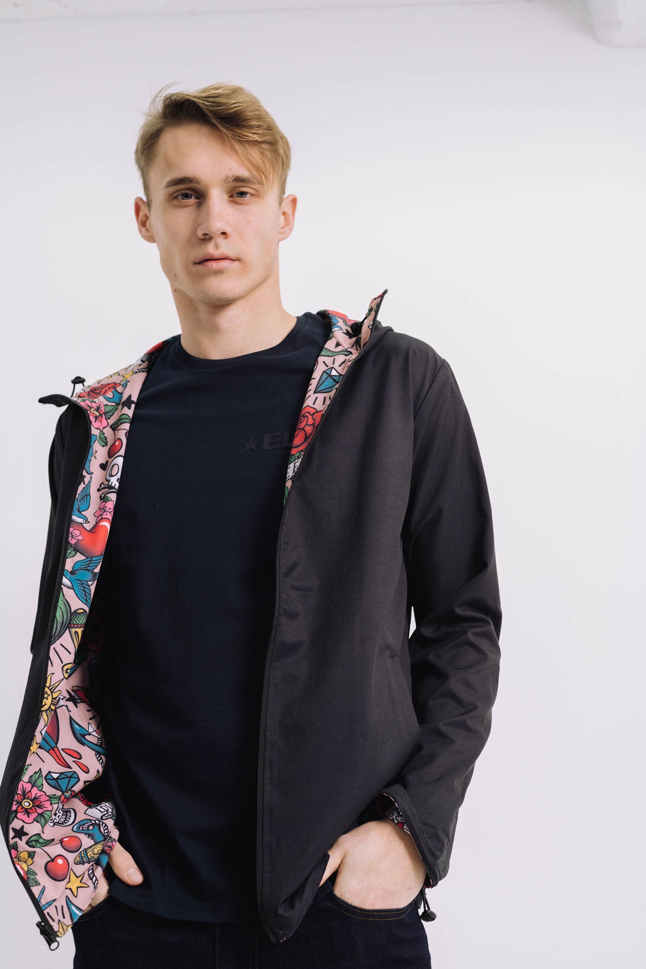 Men's WINDJACKET 2FACE BLACK&TATTOO