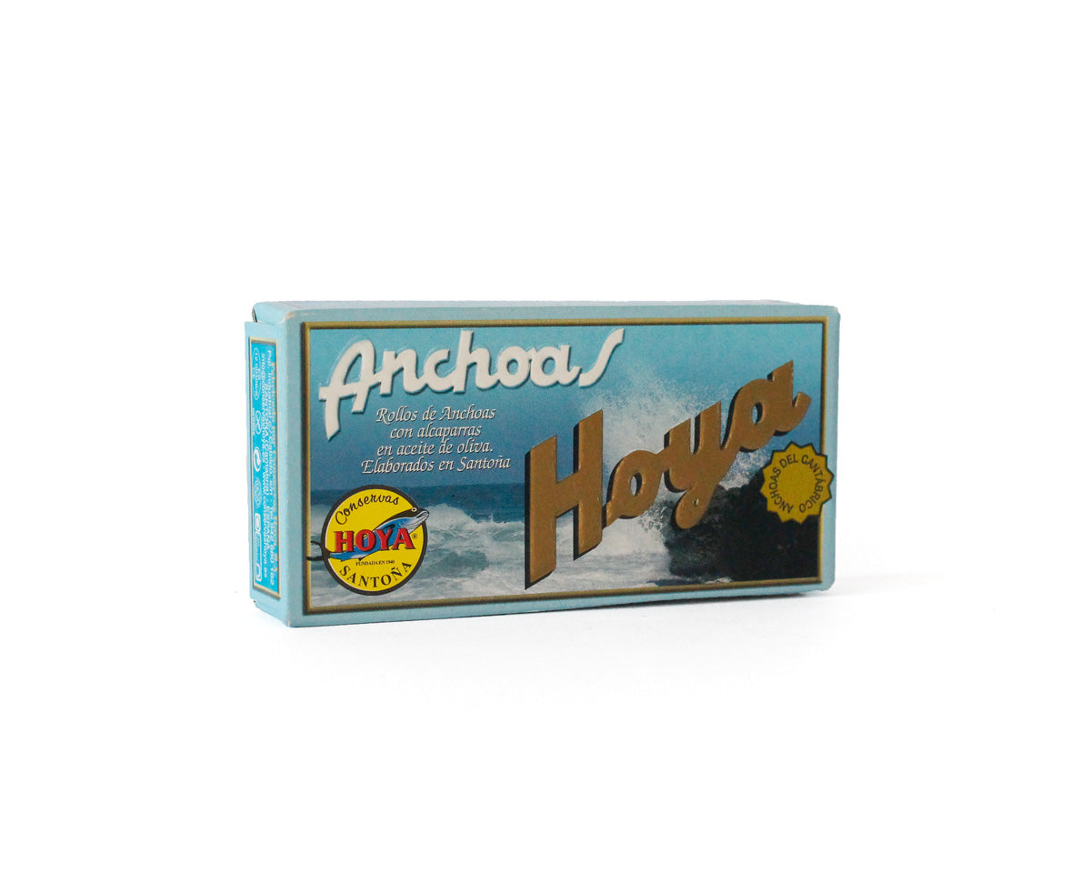 Rollos de Anchoas Cantábricas con Alcaparras en Aceite de Oliva HOYA 50g