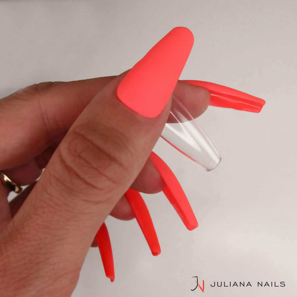 Press-On Full Cover Transparent Tips – Long Ballerina (100 pcs.)