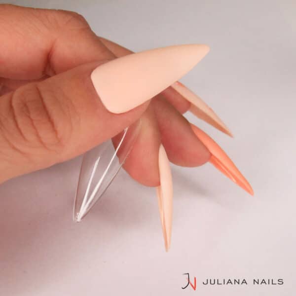 Press-On Full Cover Transparent Tips – Long Stiletto (100 pcs.)