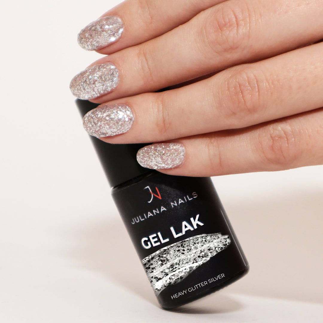 Gel Polish Heavy Glitter Silver 6ml