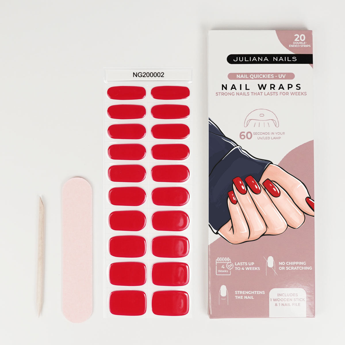 Nail Quickies – self-adhesive gel polish nail foils – Mrs. Red (20 pcs.)