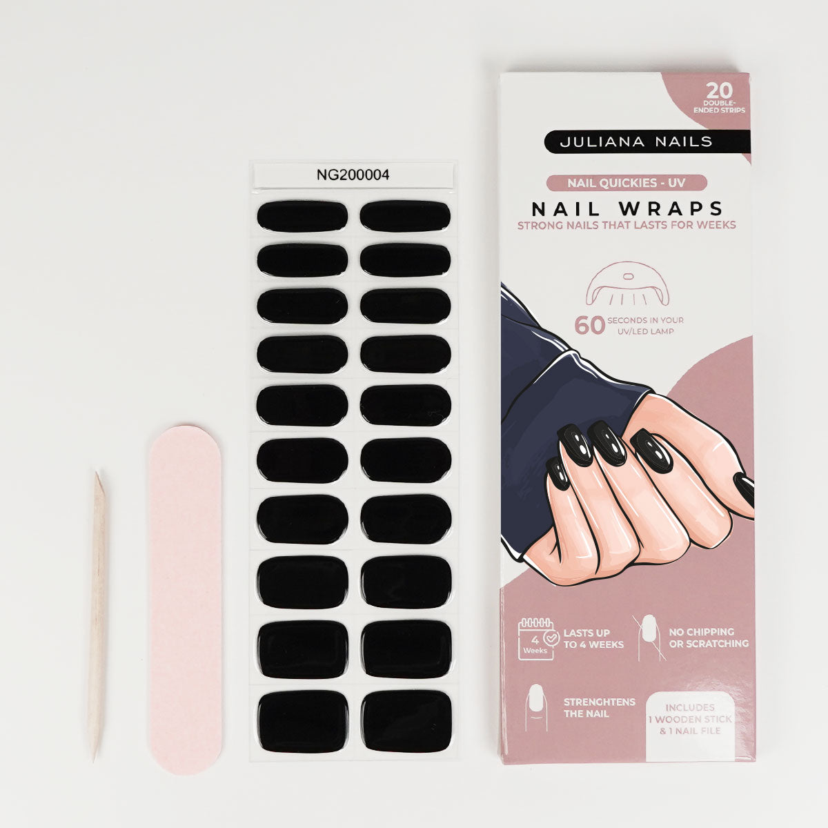 Nail Quickies – self-adhesive gel polish nail foils – Black Phantom (20 pcs.)