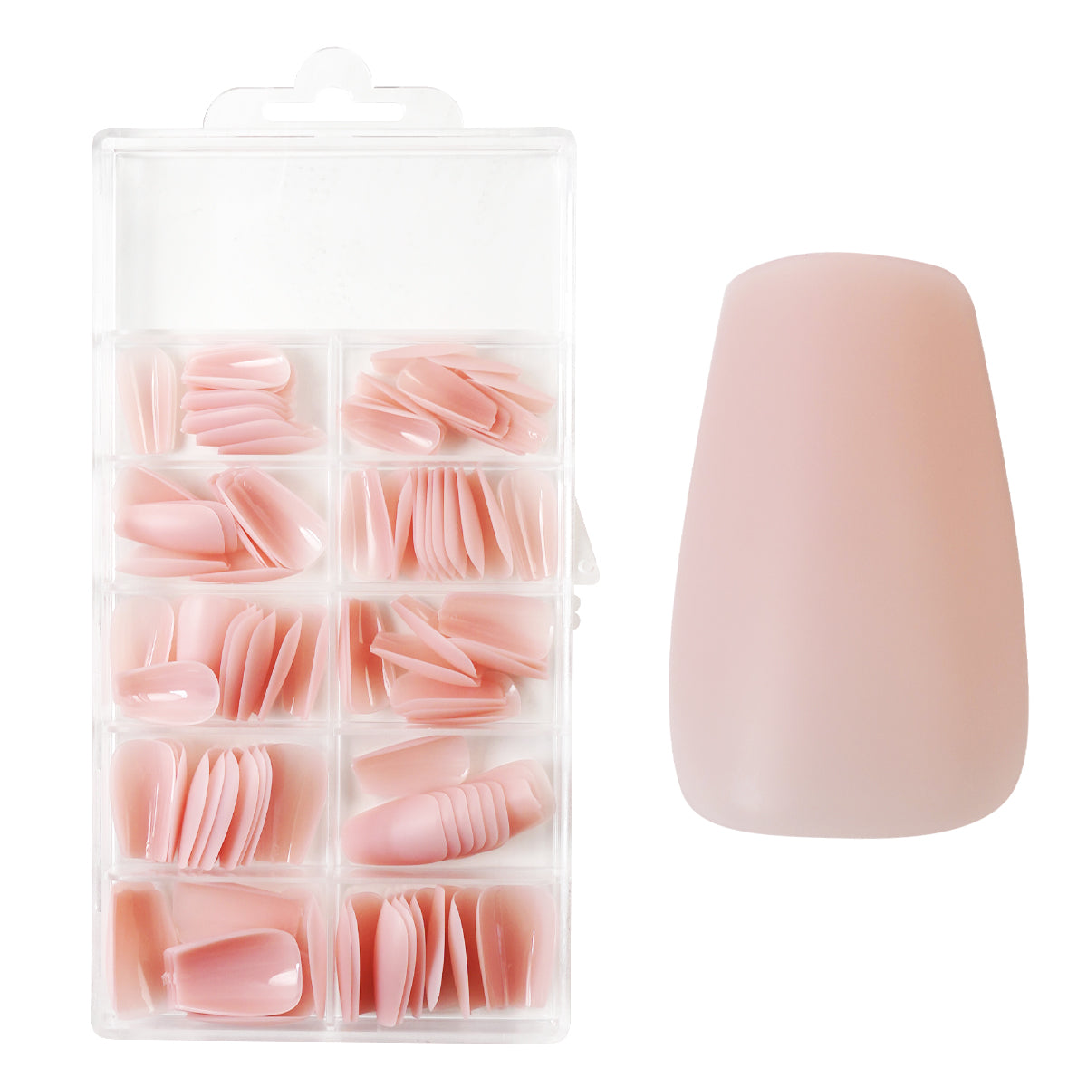 Press-On Fullcover Tipse Natural Pink – Ballerina – srednje (100 kom.)