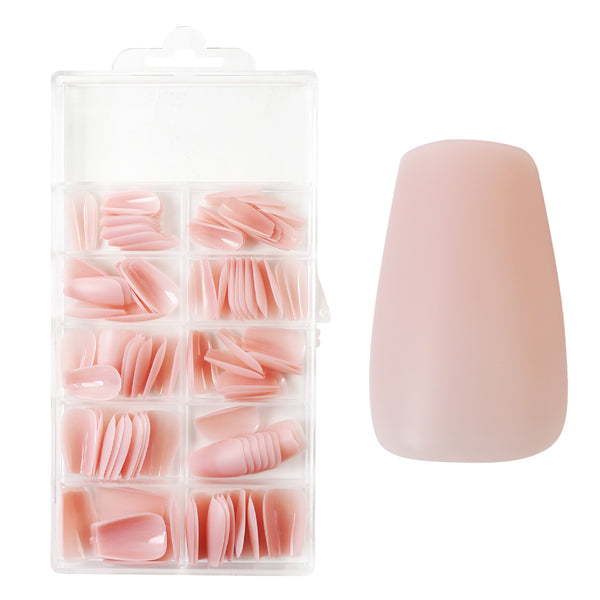 Press-On Fullcover Tipse Natural Pink – Ballerina – srednje (100 kom.)