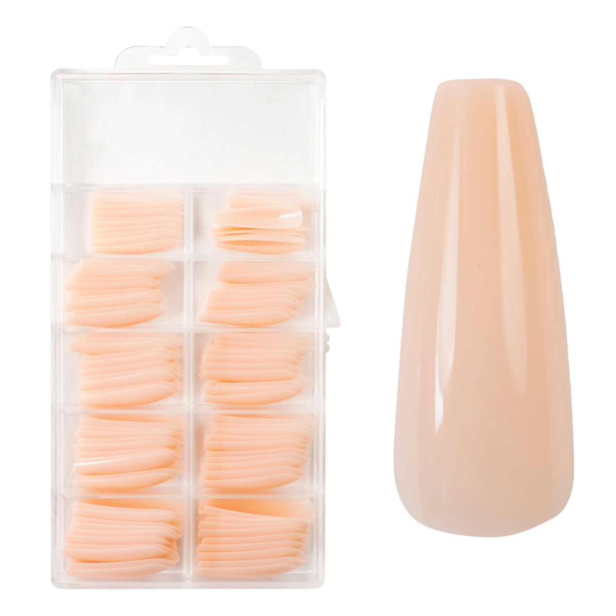 Press-On Fullcover Tipse Milky Nude – Ballerina – duge (100 kom.)