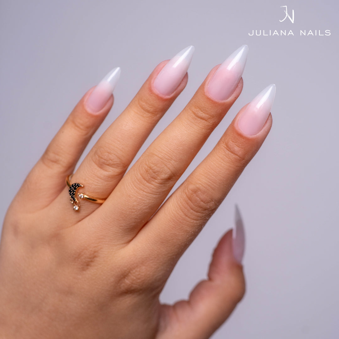 Press-On Fullcover Tips Milky White – Stiletto – Long (100 pcs.)