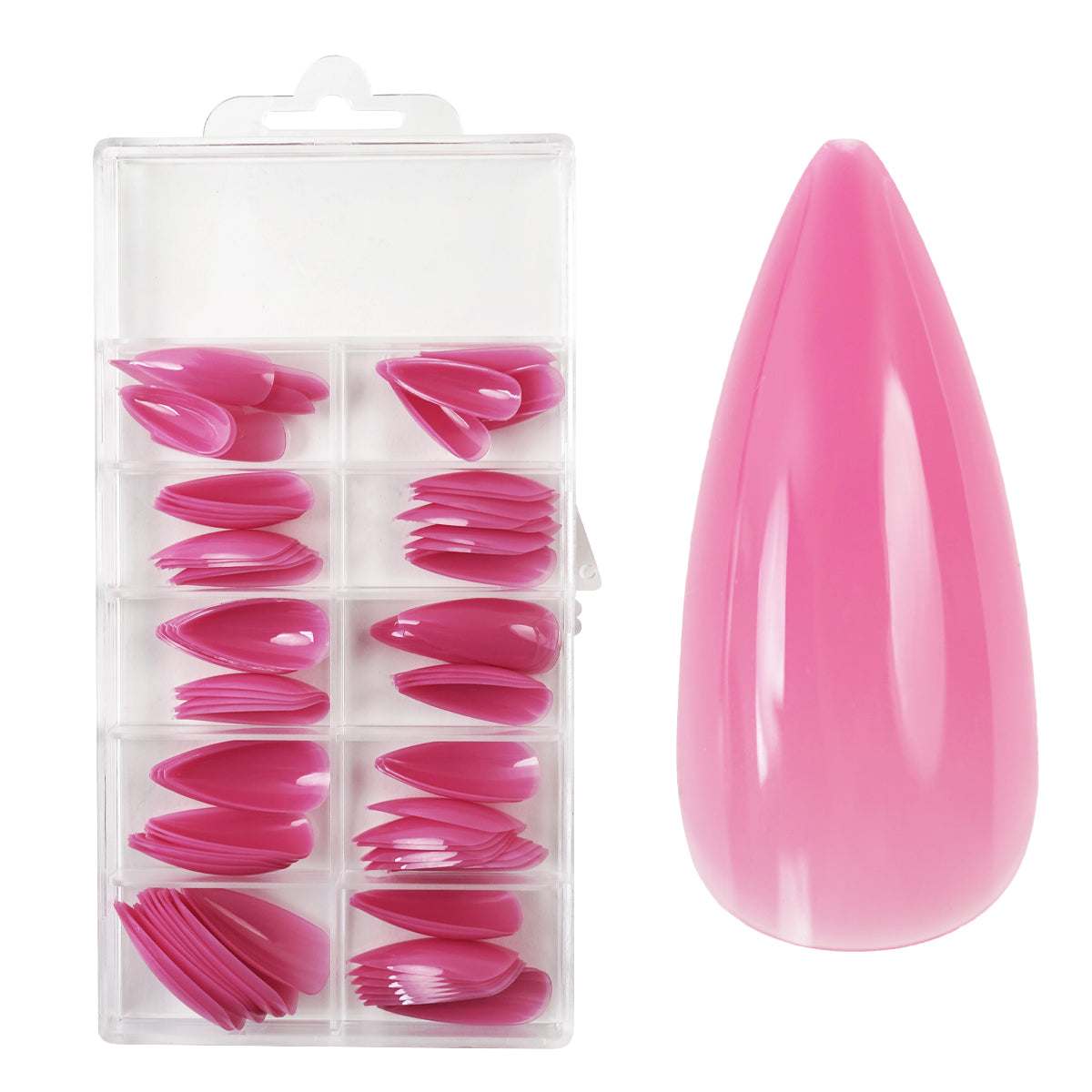 Press-On Fullcover Tipse Sweet Pink – Stiletto – duge (100 kom.)
