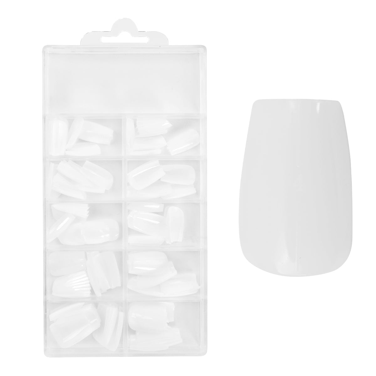 Easy Guide - Press-On Fullcover Tips Milky – Coffin - Short (100 pcs.)