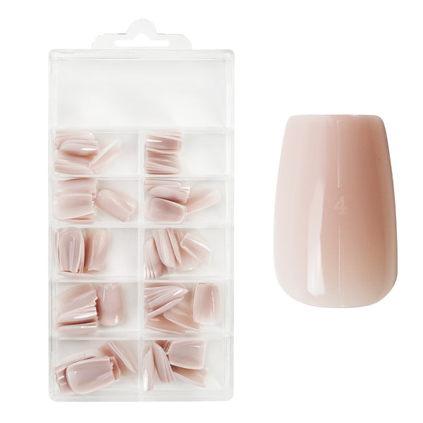 Easy Guide - Press-On Fullcover Tips Oat – Coffin - Short (100 pcs.)