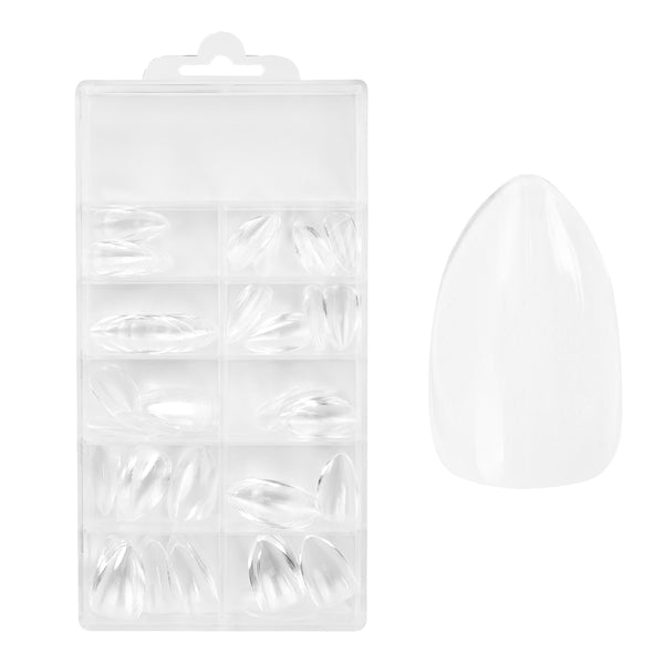 Easy Guide - Press-On Fullcover Tips Clear – Almond - Short (100 pcs.)