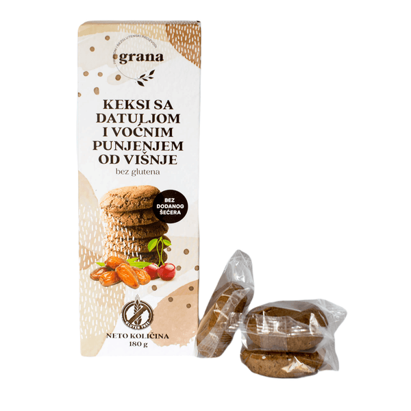 Gluten-Free Date Cookies Filled with Cherries 180 g