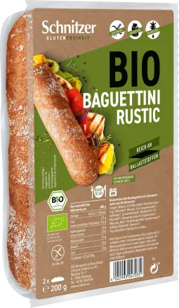 Gluten-Free Bread BAGUETTINI RUSTIC Organic Schnitzer 200 g