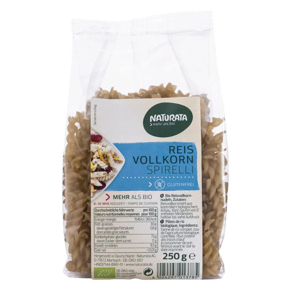 Organic Gluten-Free Spiral Pasta Made from Whole Grain Rice Naturata 250g