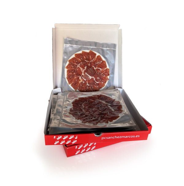 10 Paquetes de Jamón Cebo Ibérico 50% Raza Ibérica Cortado a Cuchillo