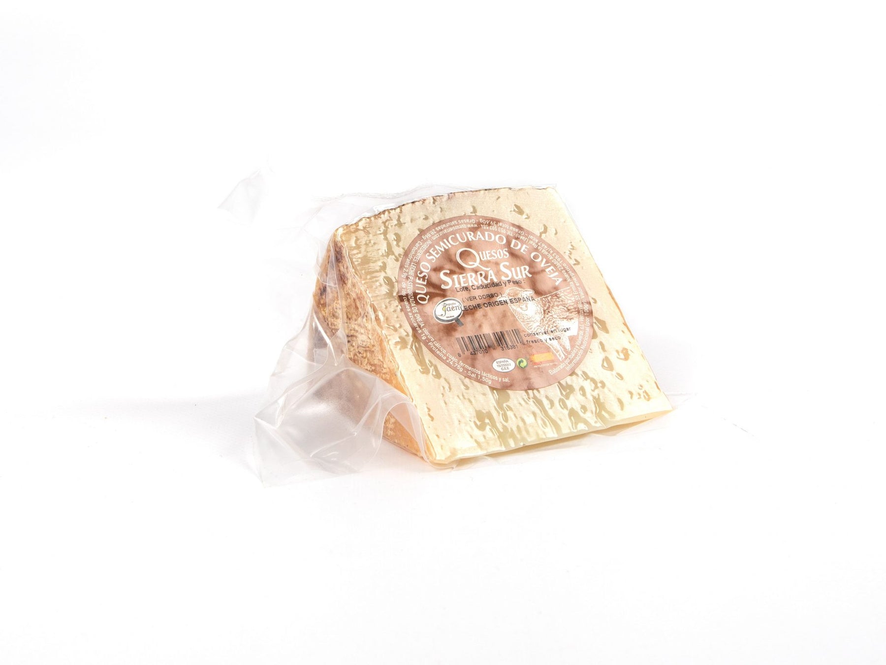 Semi-cured sheep cheese wedge