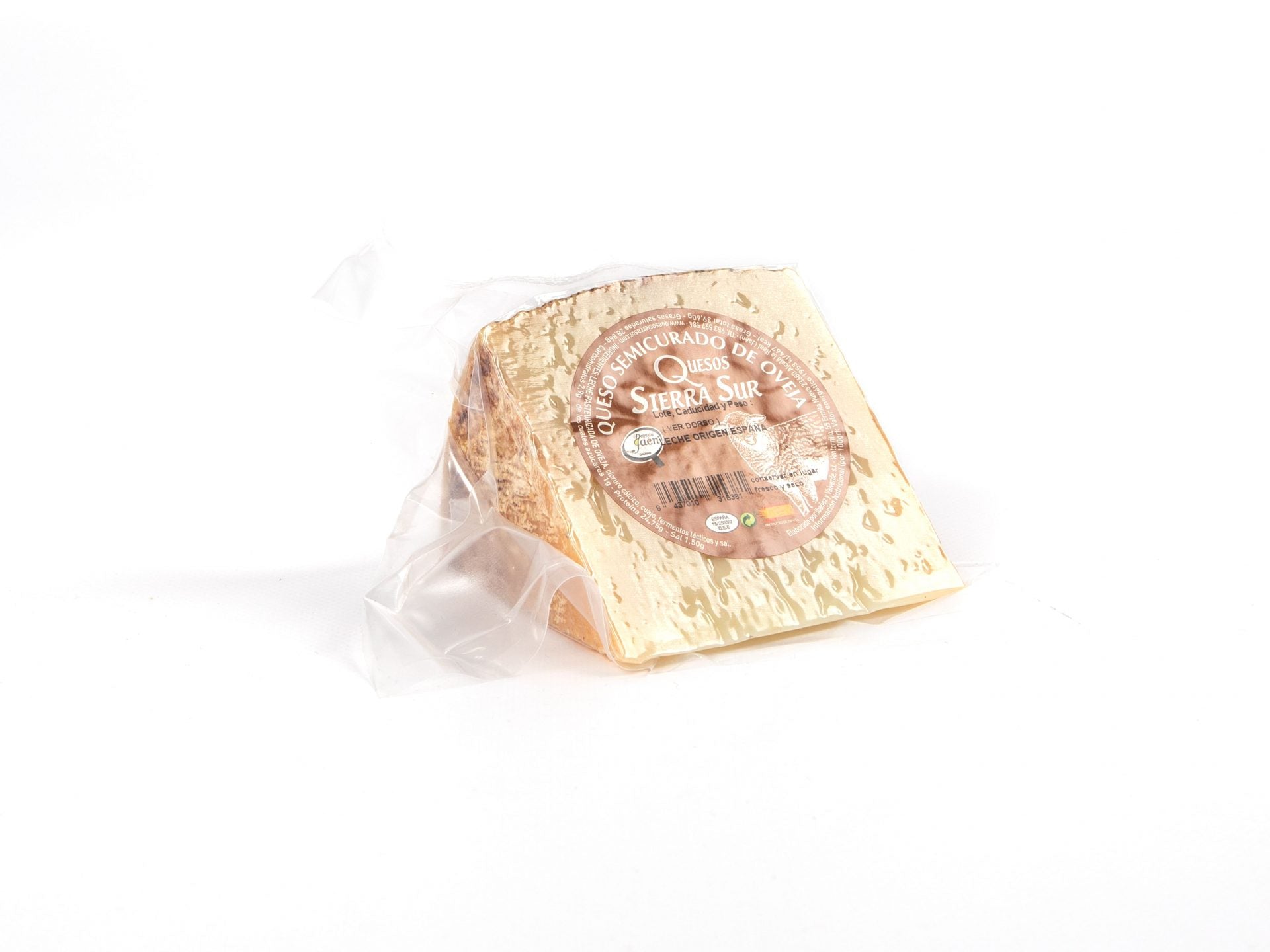 Semi-cured sheep cheese wedge