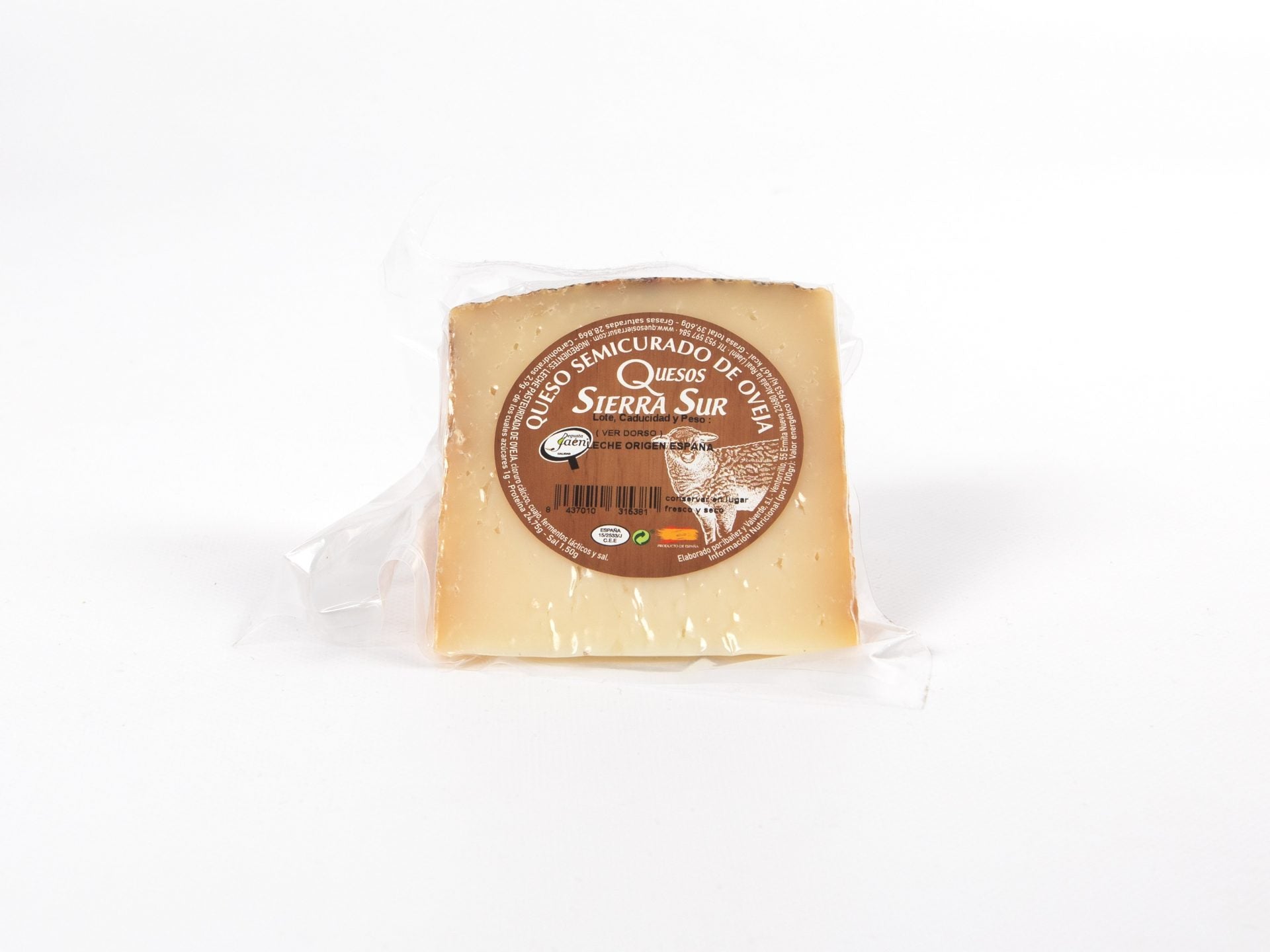 Semi-cured sheep cheese wedge
