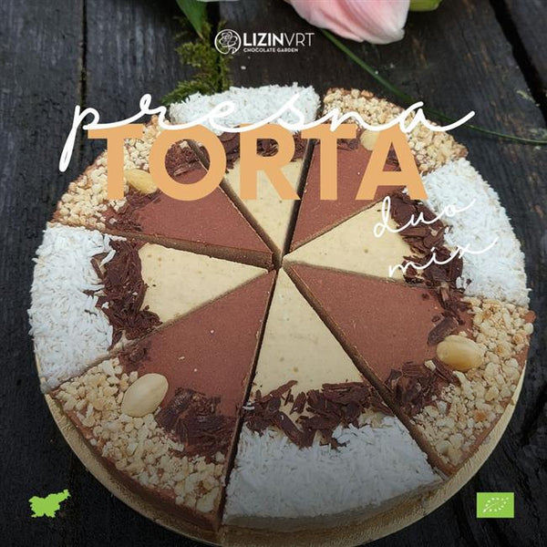 Presna torta z EKO certifikatom - DUO MIX - lešnik in kokos (mala/8 kosov/premer-18)